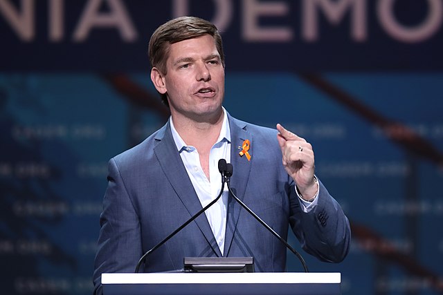 Eric Swalwell speaking to the California Democratic Party State Convention in June 2019