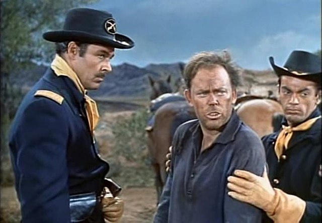 Alcaide (left) with James Parnell and Sherwood Price in Bonanza, 1960