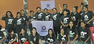 The Escuela India Juliana, a Paraguayan indigenous women's organization named after the Guarani rebel. Her figure has been claimed by modern feminist activists and academics. Escuela India Juliana para lideresas indigenas.jpg