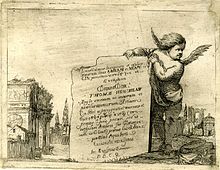 Etching by Evelyn for his friend Thomas Henshaw, known as an alchemist Evelyn Italian etching.jpg