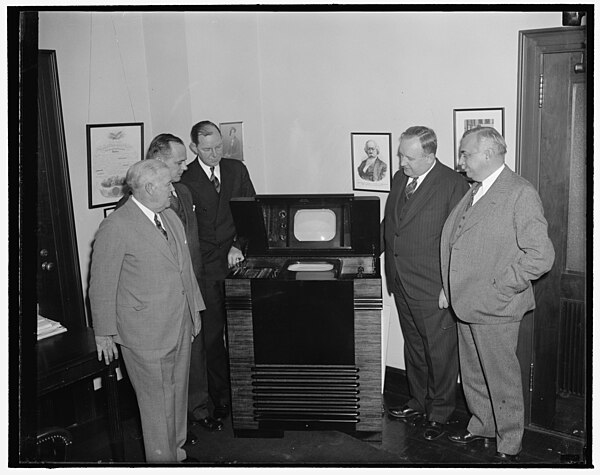 FCC commissioners inspect the latest in television, December 1, 1939.