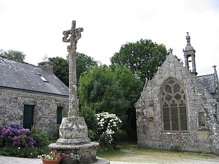 A chapel and a calvary in Locronan, Finistère