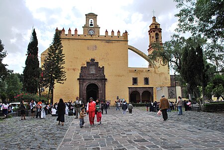 Main facade of the church FacadeSnBernadinoXochi1.JPG