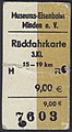 Fahrkarte der Museumseisenbahn Minden