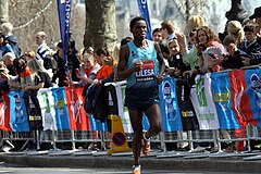 Feyisa Lilesa during 2013 London Marathon.JPG