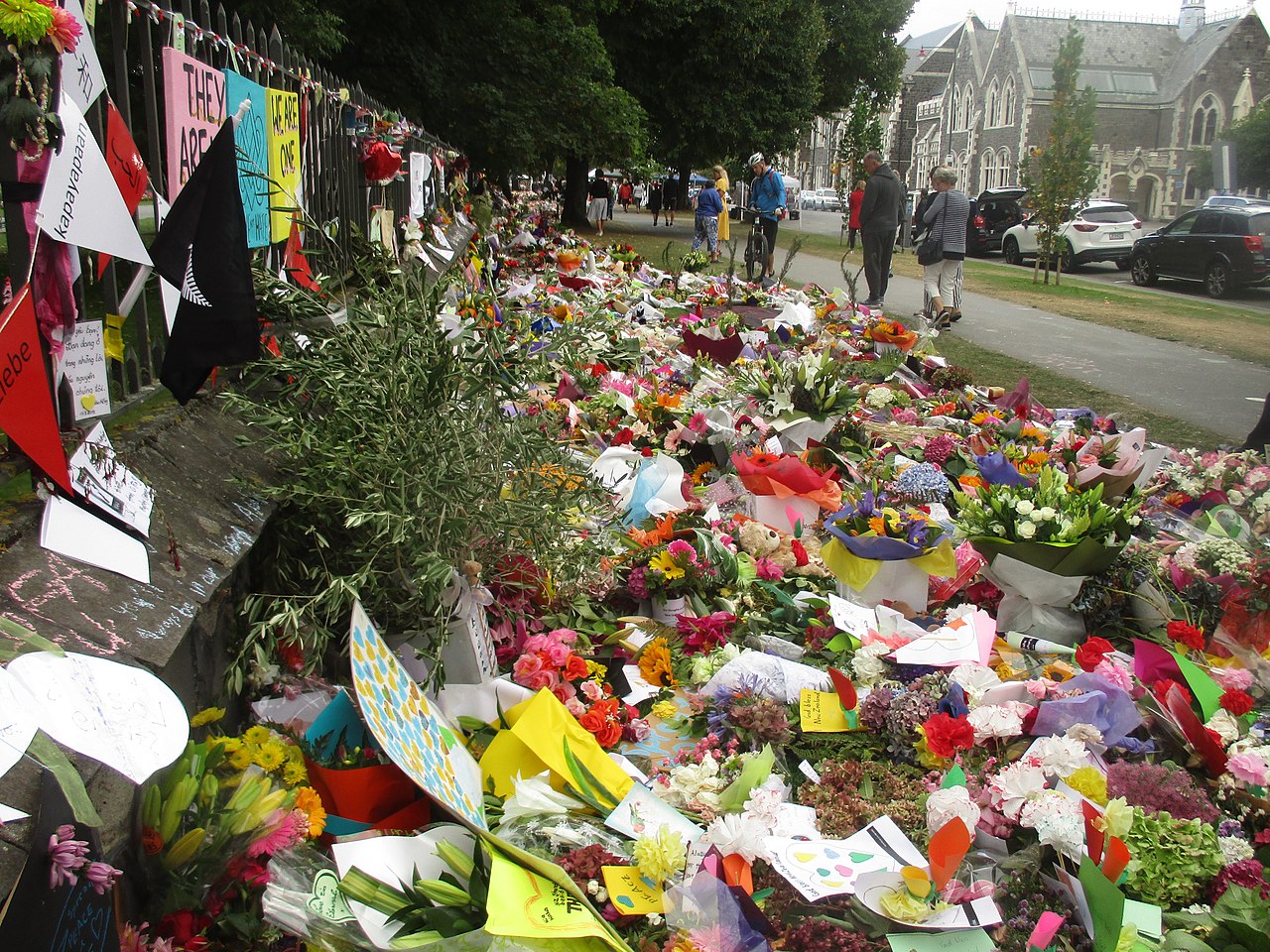 Flower carpet at Christchurch mosque shooting memorial, Thursday 21 March 2019.jpg