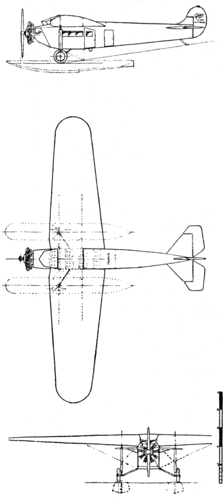 Fokker Super Universal 3-view drawing from L'Aérophile August,1928