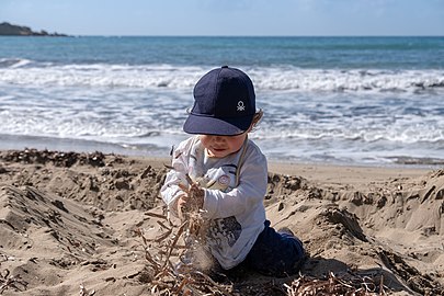 Gabriel at the Coral Bay beach, Cyprus