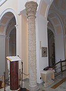 The Easter candle column as seen from the chancel.