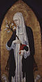 Giovanni di Paolo, "瑟纳的圣加大利纳"，约于 1475，蛋彩画油画。位于英格兰剑桥，福格艺术博物馆。