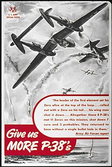 Wartime poster encouraging greater production of P-38s