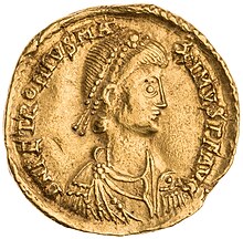 Golden coin depicting Petronius Maximus