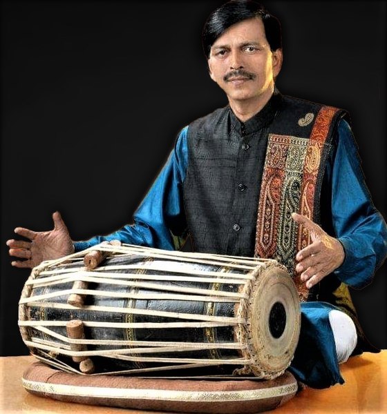 Guru Dhaneswar Swain, recipient of Sangeet Natak Akademi Award in the year 2013 for his contribution to Odissi Music and Mardala