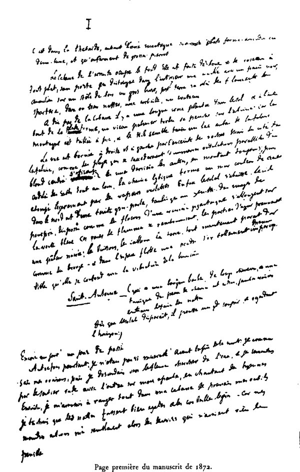 Page première du manuscrit de 1872.