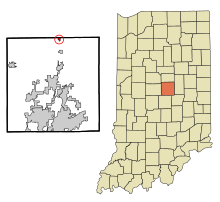 Hamilton County Indiana Incorporated en Unincorporated gebieden Atlanta Highlighted.svg