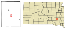 Hanson County South Dakota Incorporated and Unincorporated areas Alexandria Highlighted.svg