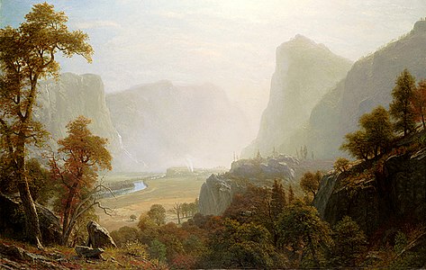 Kolana Rock dans la peinture The Hetch-Hetchy Valley, California d'Albert Bierstadt, vers 1874-1880.