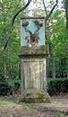 Deer monument, in the forest on the cobblestone path to Kersdorf