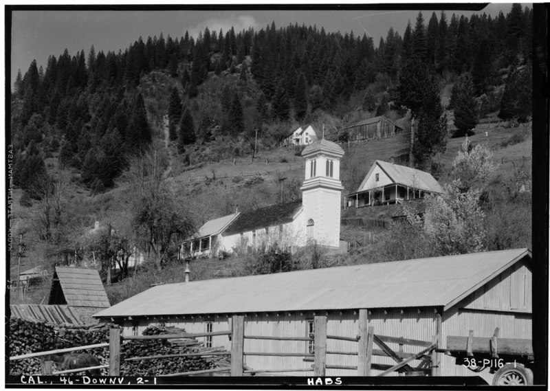 File:Historic American Buildings Survey Roger Sturtevant, Photographer Mar. 29, 1934 VIEW FROM SOUTH-EAST - Catholic Church, Sierra City Road, Downieville, Sierra County, CA HABS CAL,46-DOWNV,2-1.tif