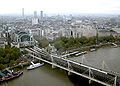 The Hungerford Bridge from the air; the pier is to the right of the bridge