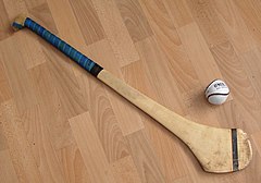 Image 32Hurling ball (sliotar) and hurley (camán) (from Culture of Ireland)