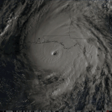 Satellite video of Hurricane Michael making landfall in the Florida Panhandle at peak intensity on October 10 Hurricane Michael making landfall on Florida on October 10, 2018.gif