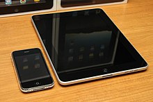 An iPhone smartphone and iPad tablet--two examples of mobile devices. IPad & iPhone.jpg