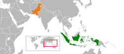 Map indicating locations of Indonesia and Pakistan