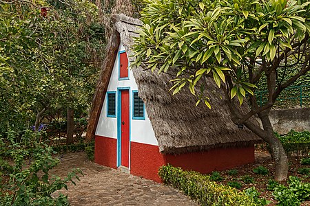 Model of a traditional thatched Madeiran farmhouse Jardim Botânico da Madeira Funchal