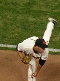Giants Javier Lopez pitches the seventh inning, as the San Francisco Giants  went on to beat the Philadelphia Phillies 3-0 in game 3 of the National  League Championship Series, on Tuesday Oct.