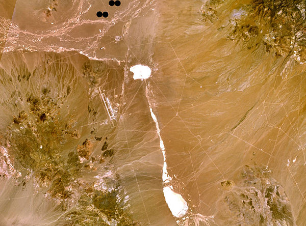 Tonopah airbase and the surrounding test range (composite NASA Landsat-7 image)