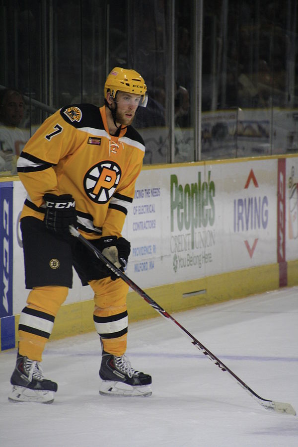 Morrow with the Providence Bruins in October 2014