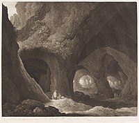 ヨハン・ピーター・ピヒラー（ドイツ語版）作「巨大な洞窟の旅行者」1800年頃
