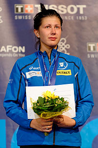 Julia Beljajeva podium 2013 Fencing WCH EFS-IN t214546.jpg