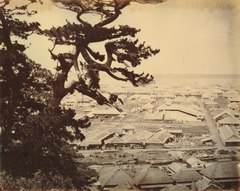 Houses on a canal at Sakaehama in Japan - presumably 1863-1865