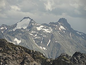 Kaltenberg (left) and Pflunspitze (right) from the north (Roggalspitze)