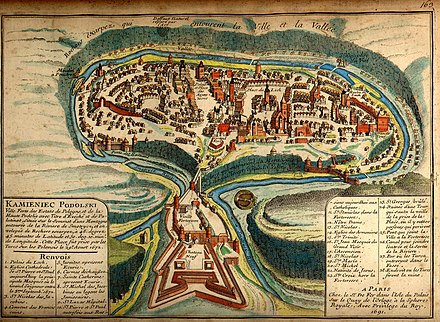 A 1691 French map depicting the city's old town and castle