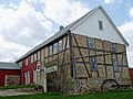 Maison à colombages de 1850 à Emmet, Wisconsin (États-Unis).
