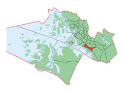 Kaupungin kartta, jossa Korkeamäki korostettuna.