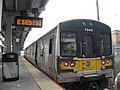 An M7 train at Far Rockaway Station