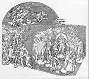 「最後の審判（ミケランジェロ・ブオナローティにもとづく）」エングレービング、1545年頃、メトロポリタン美術館蔵