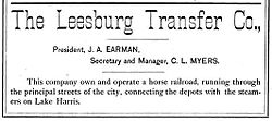 Leesburg Transfer ad from "Webb's Directory"