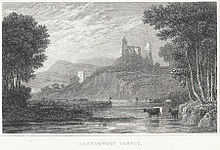 Llandovery Castle, Carmarthenshire, by Henry Gastineau, seen about 1830