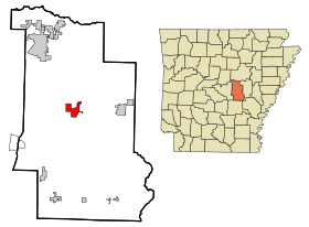 Lonoke County Arkansas Incorporated and Unincorporated areas Lonoke Highlighted.svg