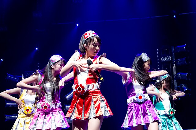 Momoiro Clover Z performed at Japan Expo 2012. The group is ranked as number one among female idol groups according to 2013–2017 surveys.