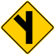 Side road at an acute angle to the left
