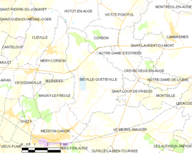 Mapa obce Biéville-Quétiéville