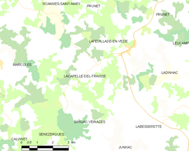Mapa obce Lacapelle-del-Fraisse
