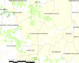 Mapa obce Tugéras-Saint-Maurice