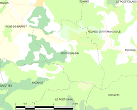 Mapa obce Rochebaudin